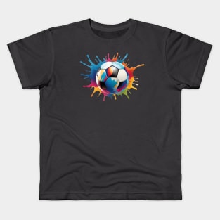 Color Splash Football Soccer Ball Lover Design Kids T-Shirt